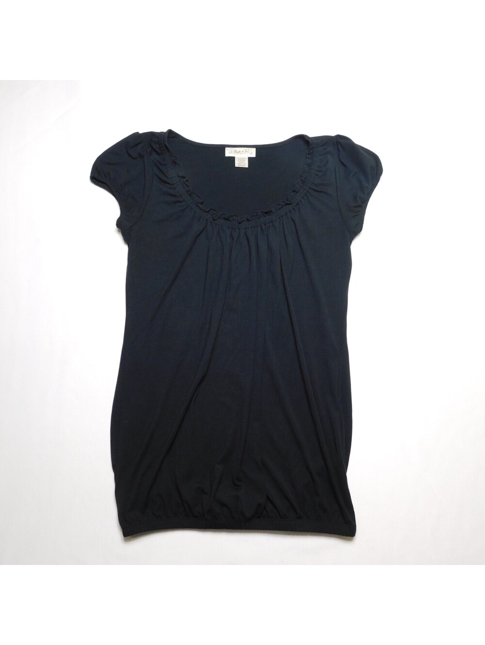 Belle du Jour Women's Medium  Blouse Scoop Neck Ruffle Cap Sleeve Top